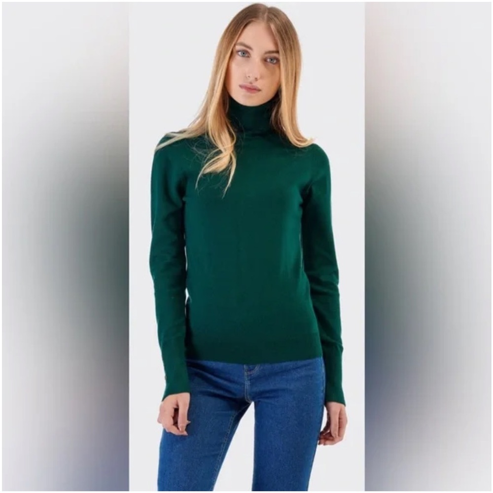 French Connection Forrest Green Turtleneck Sweater Size Small